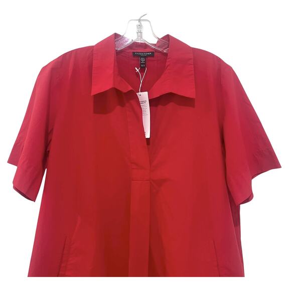 Eileen Fisher Dress Womens Petite Small Crimson Classic Collar Organic Cotton - Picture 7 of 14